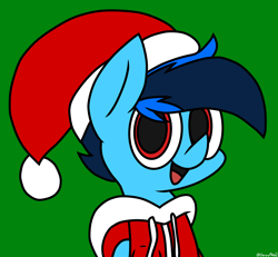 Size: 2234x2064 | Tagged: safe, artist:derpyalex2, oc, oc only, oc:shy-fly, pegasus, pony, christmas, clothes, hat, high res, holiday, hoodie, jacket, male, santa hat
