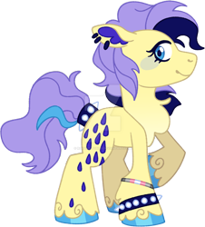 Size: 1280x1415 | Tagged: safe, artist:rohans-ponies, lemon drop, pony, g1, demigirl pride flag, deviantart watermark, ear piercing, female, obtrusive watermark, piercing, pride, pride flag, punk, simple background, solo, spiked wristband, transparent background, watermark, wristband