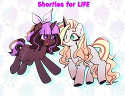 Size: 1066x819 | Tagged: safe, artist:riukime, oc, oc only, oc:lunny tearful, pony, unicorn, duo, female