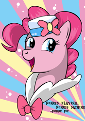 Size: 3500x5000 | Tagged: safe, artist:oobrushstrokeoo, pinkie pie, earth pony, pony, g4, the best night ever, abstract background, absurd resolution, bowtie, bust, clothes, dress, female, gala dress, grand galloping gala, hat, solo