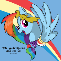 Size: 3000x3000 | Tagged: safe, artist:oobrushstrokeoo, rainbow dash, pegasus, pony, g4, the best night ever, bust, clothes, cutie mark background, dress, female, gala dress, high res, solo, text