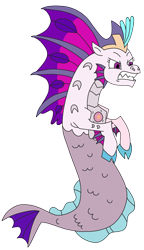 Size: 1816x3148 | Tagged: safe, artist:supahdonarudo, queen novo, siren, series:novoember, g4, my little pony: the movie, angry, female, pearl, queen novo's orb, simple background, sirenified, solo, species swap, transparent background