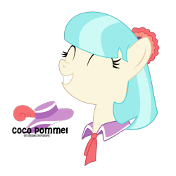 Size: 3000x3000 | Tagged: safe, artist:oobrushstrokeoo, coco pommel, earth pony, pony, g4, bust, eyes closed, female, high res, simple background, smiling, solo, transparent background