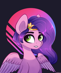 Size: 2500x3000 | Tagged: safe, artist:stravy_vox, pipp petals, pegasus, pony, g5, my little pony: a new generation, bust, cute, feathered wings, female, high res, mare, portrait, smiling, solo, vaporwave, wings
