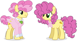 Size: 4625x2451 | Tagged: safe, artist:cirillaq, li'l cheese, earth pony, pony, g4, the last problem, clothes, female, high res, li'l cheese (rule 63), looking at each other, male, mare, older, rule 63, self paradox, self ponidox, simple background, smiling, smiling at each other, stallion, suit, transparent background