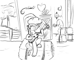 Size: 1000x810 | Tagged: safe, artist:davidofskalitz, applejack, earth pony, pony, g4, grayscale, guitar, hay bale, monochrome, musical instrument, solo