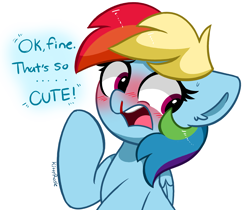 Size: 5137x4322 | Tagged: safe, artist:kittyrosie, rainbow dash, pegasus, pony, g4, absurd resolution, blood, blushing, cute, dashabetes, female, mare, nosebleed, open mouth, simple background, solo, tsunderainbow, tsundere, white background