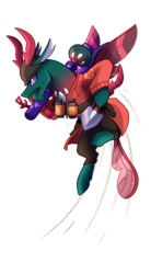 Size: 572x1039 | Tagged: safe, artist:eternity9, pharynx, changedling, changeling, g4, clothes, commission, grenade, helmet, prince pharynx, rocket launcher, shovel, simple background, soldier, soldier (tf2), solo, team fortress 2, transparent background