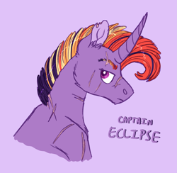 Size: 2495x2431 | Tagged: safe, artist:queenderpyturtle, oc, oc only, oc:captain eclipse, pony, unicorn, bust, high res, male, portrait, solo, stallion