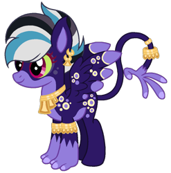 Size: 925x937 | Tagged: safe, artist:madlilon2051, oc, oc only, oc:ilancueitl, hybrid, base used, interspecies offspring, jewelry, offspring, parent:ahuizotl, parent:daring do, parents:darizotl, ring, simple background, smiling, solo, tail, tail ring, transparent background, wings