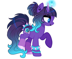 Size: 1754x1440 | Tagged: safe, artist:brot-art, oc, oc only, bicorn, pony, base used, female, horn, magical lesbian spawn, makeup, mare, multiple horns, offspring, parent:princess luna, parent:twilight sparkle, parents:twiluna, raised hoof, simple background, smiling, solo, spiked wristband, transparent background, wristband