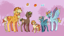 Size: 3840x2160 | Tagged: safe, artist:brot-art, applejack, rainbow dash, earth pony, pegasus, pony, g4, hat, high res, magical lesbian spawn, offspring, parent:applejack, parent:rainbow dash, parents:appledash, transgender, wings