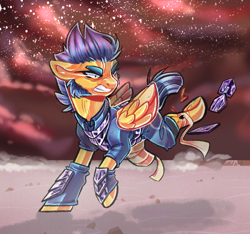 Size: 1984x1854 | Tagged: safe, artist:schokocream, flash sentry, pegasus, pony, g4, alternate timeline, armor, crystal war timeline, gritted teeth, male, solo, stallion