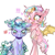 Size: 1984x1984 | Tagged: safe, artist:schokocream, oc, oc only, oc:paper stars, bat pony, pony, bandage, bat pony oc, bat wings, blushing, duo, ethereal mane, female, mare, petting, simple background, starry mane, white background, wings