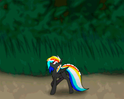 Size: 1050x840 | Tagged: safe, alternate character, alternate version, artist:darky_wings, oc, oc only, oc:darky wings, pegasus, pony, animated, crush fetish, crushing, dirty hooves, fetish, forest, gif, grass, hoofprints, macro, macro/micro, micro, stomp, stomping, tiny, tiny ponies, underhoof