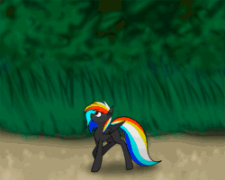 Size: 1125x900 | Tagged: safe, alternate character, alternate version, artist:darky_wings, oc, oc only, oc:darky wings, oc:wezury blowling, pegasus, pony, animated, crush fetish, crushing, dirty hooves, fetish, forest, gif, grass, hoofprints, macro, macro/micro, micro, stomp, stomping, tiny, tiny ponies, underhoof