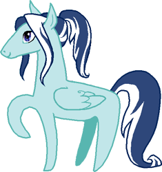 Size: 488x519 | Tagged: safe, artist:saby, derpibooru exclusive, oc, oc only, oc:splendence, pegasus, pony, horse heresy, blue fur, game token, looking at you, male, ponytail, raised hoof, simple background, smiling, solo, stallion, standing, stylistic suck, token, transparent background, two toned mane
