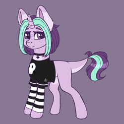 Size: 1280x1280 | Tagged: safe, artist:artsyplanet, oc, oc only, oc:mira, pony, unicorn, choker, looking at you, solo