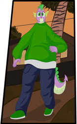 Size: 1249x2000 | Tagged: safe, artist:machstyle, spike, dragon, anthro, g4, derp, fail, grand theft auto, gta san andreas, gta trilogy the definitive edition, long neck, male, meme, not salmon, shitposting, solo, spikeposting, walking, wat