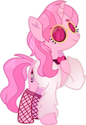 Size: 922x1341 | Tagged: safe, artist:rickysocks, oc, oc only, pony, unicorn, female, fishnet stockings, mare, simple background, solo, sunglasses, transparent background