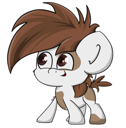 Size: 3709x3759 | Tagged: safe, artist:machstyle, pipsqueak, earth pony, pony, g4, background pony, big ears, colt, excited, happy, high res, looking up, male, poofy mane, simple background, solo, standing, transparent background