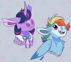 Size: 1500x1316 | Tagged: safe, artist:owlcoholik, rainbow dash, twilight sparkle, pony, g4, bust, chest fluff, coat markings, facial markings, nostrils, portrait, star (coat marking), tooth gap, younger