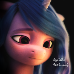 Size: 2000x2000 | Tagged: safe, artist:grapefruit-face, edit, edited screencap, screencap, izzy moonbow, pony, unicorn, g5, my little pony: a new generation, album cover, butt, high res, phil collins, plot, ponified, ponified album cover, pun, sad, solo