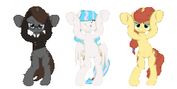 Size: 1477x742 | Tagged: safe, artist:mrvector, artist:php94, oc, oc:fair devotion, oc:sonata, oc:sugar stamp, pegasus, pony, unicorn, elements of justice, turnabout storm, ace attorney, animated, bipedal, caramelldansen, clothes, cute, dancing, female, gif, glasses, loop, mare, simple background, smiling, suit, transparent background