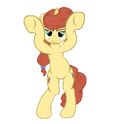 Size: 1241x1299 | Tagged: safe, artist:mrvector, artist:php94, edit, oc, oc only, oc:fair devotion, pony, unicorn, elements of justice, turnabout storm, ace attorney, animated, bipedal, caramelldansen, clothes, cute, dancing, female, gif, loop, mare, simple background, smiling, solo, transparent background