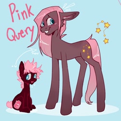 Size: 2048x2048 | Tagged: safe, artist:possumpupper, oc, oc only, oc:pink query, earth pony, pony, high res, looking at you, question mark, redesign, smiling, solo