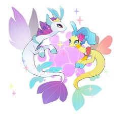 Size: 790x732 | Tagged: dead source, safe, artist:cutesykill, princess skystar, queen novo, seapony (g4), g4, my little pony: the movie, duo, female, mother and child, mother and daughter, simple background, white background