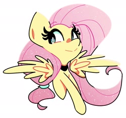 Size: 1919x1792 | Tagged: safe, artist:kindakismet, fluttershy, pegasus, pony, g4, alternate hairstyle, female, mare, simple background, solo, spread wings, white background, wings