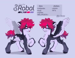 Size: 2048x1594 | Tagged: safe, artist:draw3, oc, oc only, oc:robal, pegasus, pony, reference sheet, solo