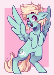 Size: 640x880 | Tagged: safe, artist:cheekipone, oc, oc only, oc:cloud gazer, pegasus, pony, rearing, smiling, solo, spread wings, wings