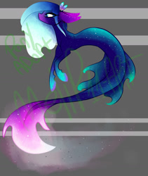 Size: 1280x1514 | Tagged: safe, artist:yanellove, oc, oc only, merpony, seapony (g4), adoptable, blue eyes, blue mane, dorsal fin, fins, fish tail, flowing mane, flowing tail, glowing, simple background, solo, tail, watermark