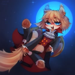 Size: 1755x1740 | Tagged: safe, artist:astralblues, oc, oc only, oc:honey milk, bat pony, pony, blushing, clothes, covering, ear piercing, earring, full moon, jewelry, lidded eyes, looking at you, moon, piercing, smiling, socks, solo, thigh highs, tongue out, underhoof