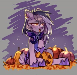 Size: 2048x1998 | Tagged: safe, artist:cheekipone, oc, oc only, pony, armor, eye clipping through hair, eyebrows, eyebrows visible through hair, halloween, high res, holiday, hoof shoes, jack-o-lantern, night guard, open mouth, open smile, pumpkin, sitting, smiling, solo