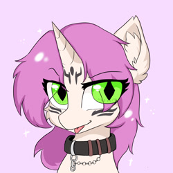 Size: 1024x1024 | Tagged: safe, artist:otakulight, oc, oc only, oc:wubu, pony, collar, pink background, simple background, solo, tongue out