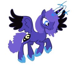 Size: 1044x974 | Tagged: safe, artist:princesslunalove1929, princess luna, g4, 1000 hours in ms paint, alternate design, flying, magic, s1 luna, simple background, transparent background