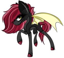 Size: 2129x1929 | Tagged: safe, artist:beamybutt, oc, oc only, bat pony, pony, bat pony oc, bat wings, colored hooves, ear fluff, eyelashes, female, mare, raised hoof, simple background, solo, transparent background, wings