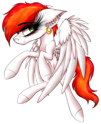 Size: 2833x3487 | Tagged: safe, artist:beamybutt, oc, oc only, pegasus, pony, ear fluff, ear piercing, earring, female, high res, jewelry, mare, pegasus oc, piercing, simple background, smiling, solo, transparent background, wings