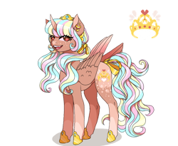 Size: 1280x1051 | Tagged: safe, artist:brot-art, oc, oc only, alicorn, pony, alicorn oc, crown, ear piercing, earring, female, hoof shoes, horn, jewelry, mare, piercing, regalia, simple background, solo, transparent background, wings
