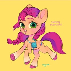 Size: 1080x1081 | Tagged: safe, artist:fezervelle, sunny starscout, earth pony, pony, g5, my little pony: a new generation, chibi, cute, simple background, solo, sunnybetes