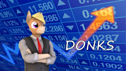 Size: 3840x2160 | Tagged: safe, artist:dawnypegasussfm, oc, oc:nickyequeen, donkey, anthro, 3d, business suit, clothes, commissioner:nickyequeen, donks, exchange, high res, market, meme, profit, pun, stonks