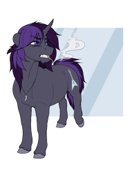 Size: 1109x1426 | Tagged: safe, artist:royvdhel-art, oc, oc only, pony, unicorn, angry, cigarette, colored hooves, horn, male, simple background, smoking, solo, stallion, transparent background, unicorn oc