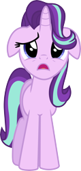 Size: 3000x6296 | Tagged: safe, artist:cloudy glow, starlight glimmer, pony, unicorn, g4, the crystalling, .ai available, absurd resolution, blue eyes, female, floppy ears, front view, horn, mare, multicolored mane, multicolored tail, open mouth, sad, simple background, solo, standing, tail, transparent background, vector