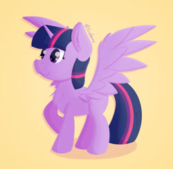Size: 1024x1004 | Tagged: safe, artist:exobass, twilight sparkle, alicorn, pony, g4, chest fluff, cute, female, lineless, mare, smiling, solo, spread wings, twiabetes, twilight sparkle (alicorn), wings