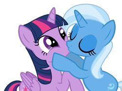 Size: 1199x891 | Tagged: safe, artist:santi0095, trixie, twilight sparkle, alicorn, pony, unicorn, g4, duo, female, kiss on the lips, kissing, lesbian, ship:twixie, shipping, show accurate, simple background, transparent background, twilight sparkle (alicorn)