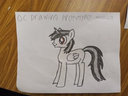 Size: 4608x3456 | Tagged: safe, oc, oc only, oc:moises munguia, alicorn, pony, alicorn oc, black mane, brown eyes, drawing, horn, male, solo, traditional art, wings