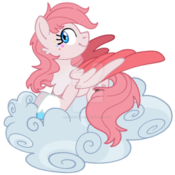 Size: 1280x1280 | Tagged: safe, artist:rohans-ponies, oc, oc only, oc:candy jubilee, pegasus, pony, cloud, colored wings, female, mare, simple background, solo, transparent background, two toned wings, wings